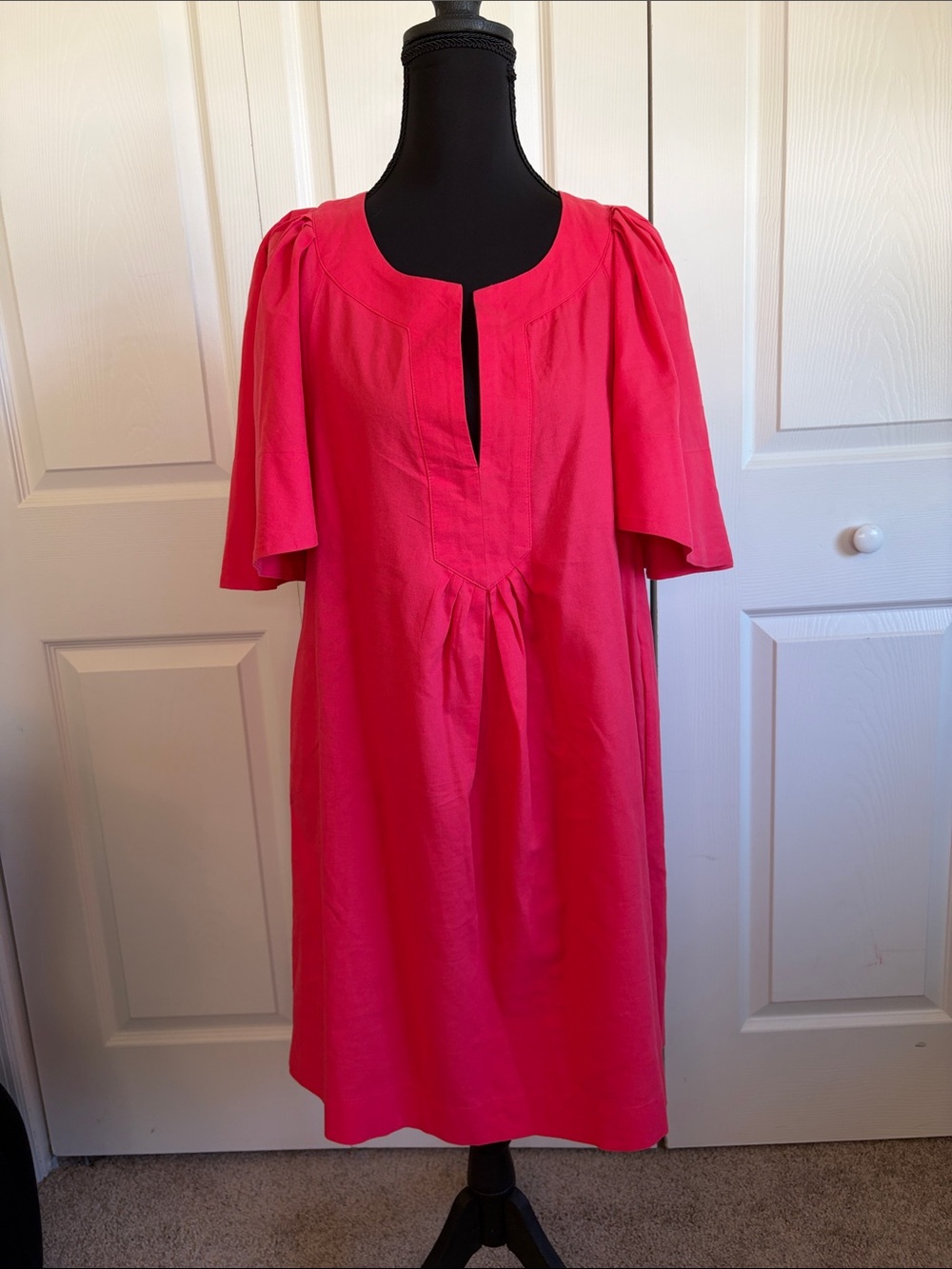 Tuckernuck Pomander Place Pink Coral Finley Flutter Sleeve Cotton Dress Medium
